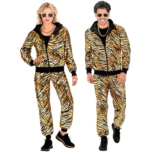 Widmann - Kostüm Trainingsanzug, Tiermuster Tiger, goldmetallic, Animal Print, 80er Jahre Outfit, Jogginganzug, Bad Taste Outfit, Faschingskostüme von WIDMANN MILANO PARTY FASHION