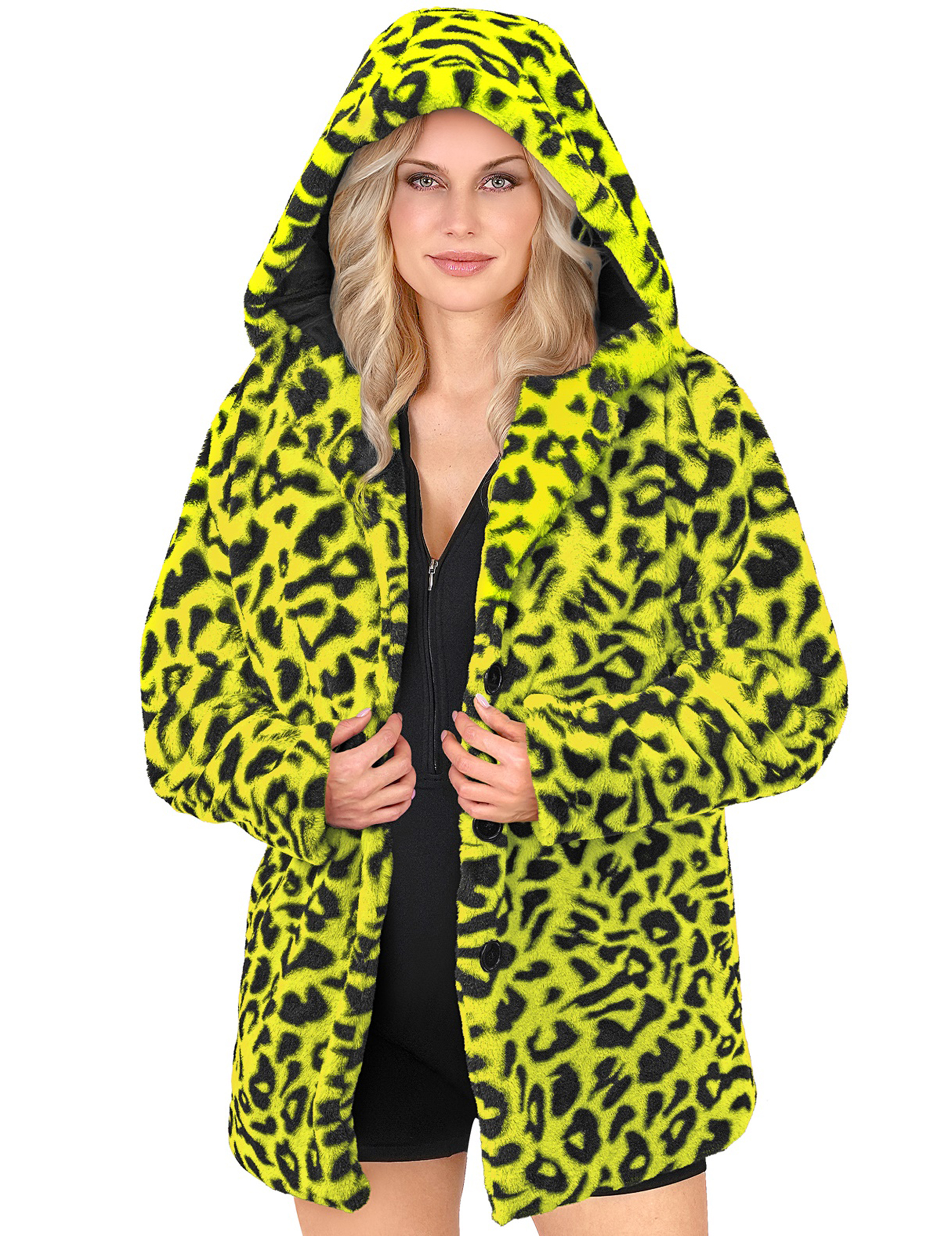 Leoparden Hoodie Gelb Kapuzenjacke Erwachsene von WIDMANN