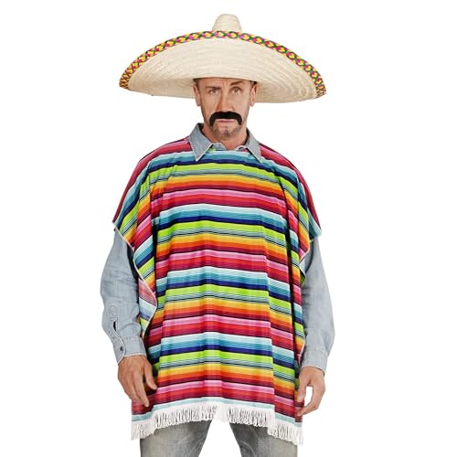 W WIDMANN MILANO Party Fashion 42939 - Mexikanischer Poncho, Kostümzubehör, Accessoire, Überwurf, Mexikaner, Karneval, Mottoparty, Bunt von WIDMANN MILANO PARTY FASHION