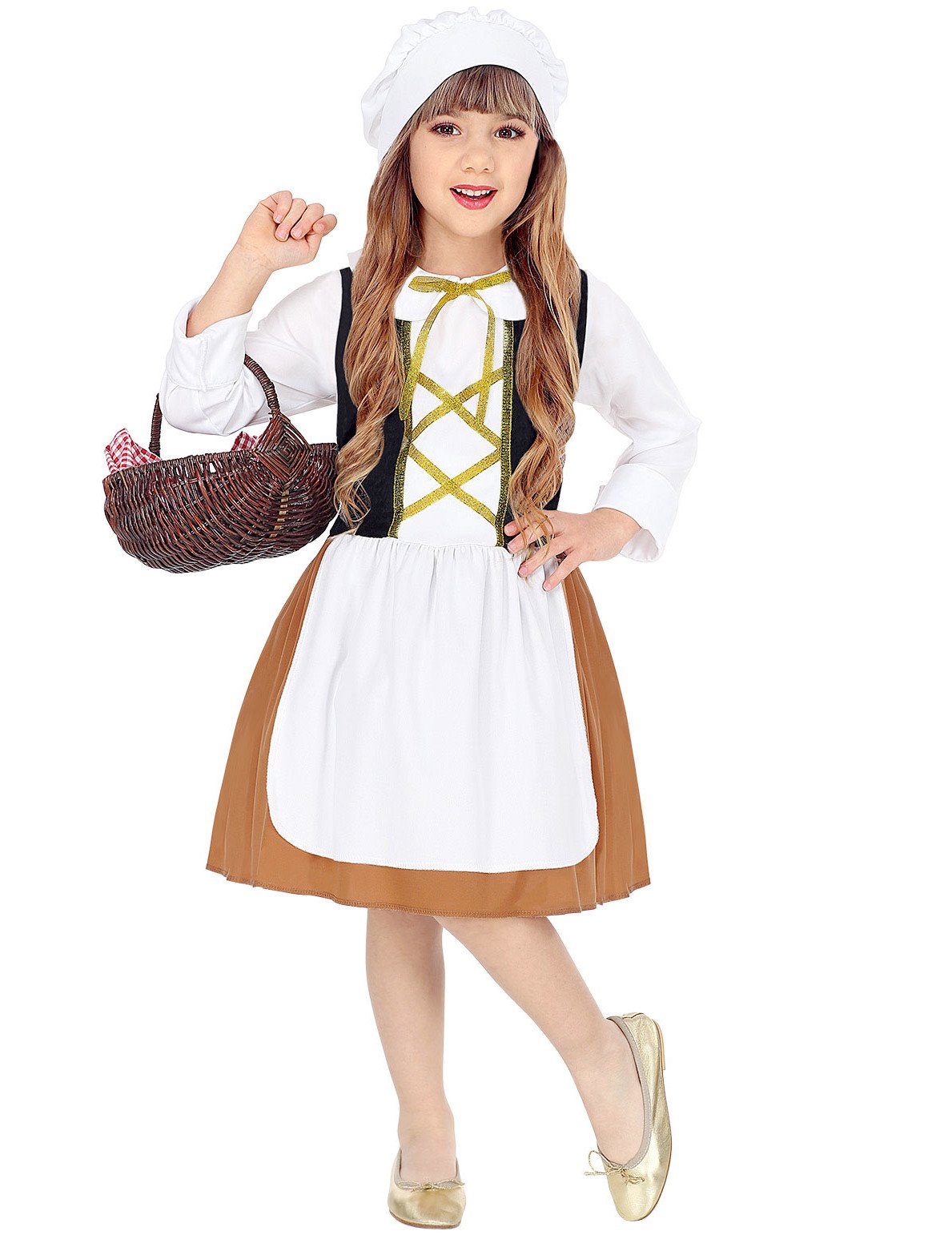 Magd-Kostüm für Mädchen Mittelalter Faschingskostüm weiss-braun Magd-Kostüm für Mädchen Mittelalter Faschingskostüm weiss-braun von WIDMANN