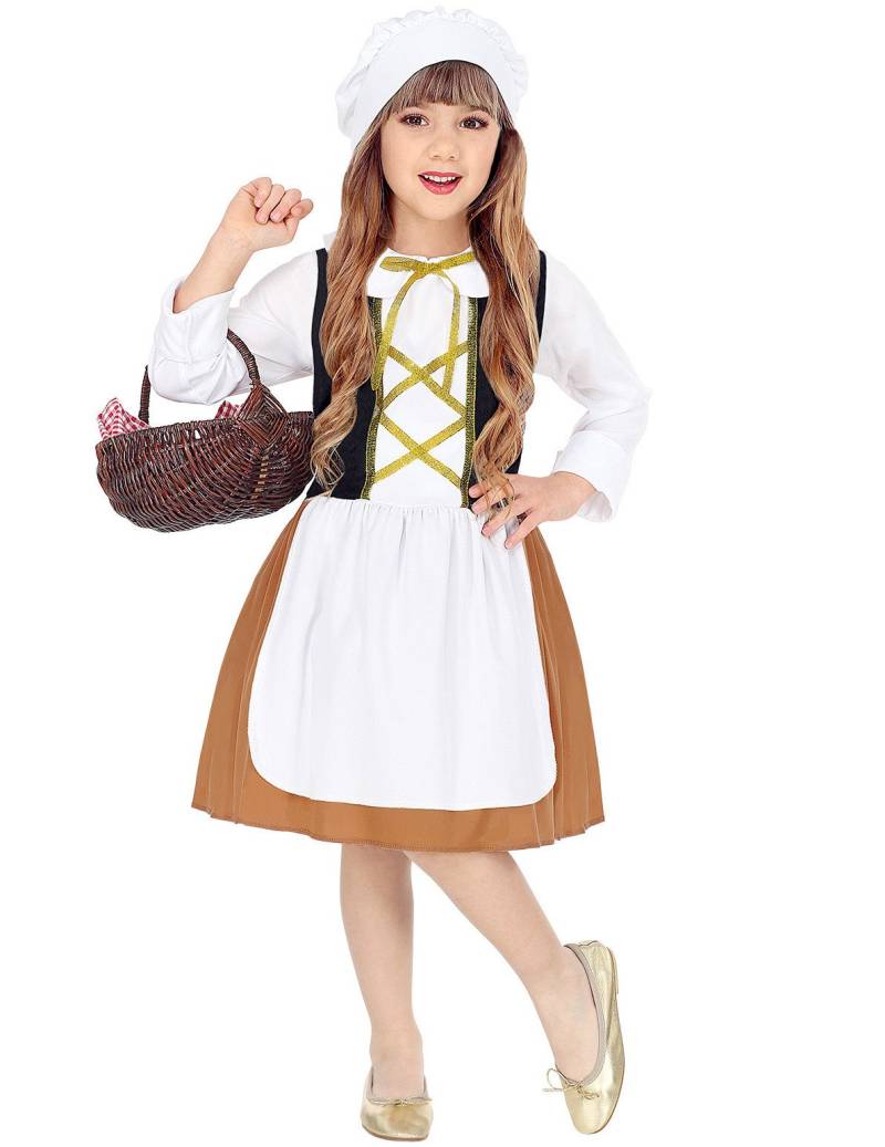 Magd-Kostüm für Mädchen Mittelalter Faschingskostüm weiss-braun von WIDMANN