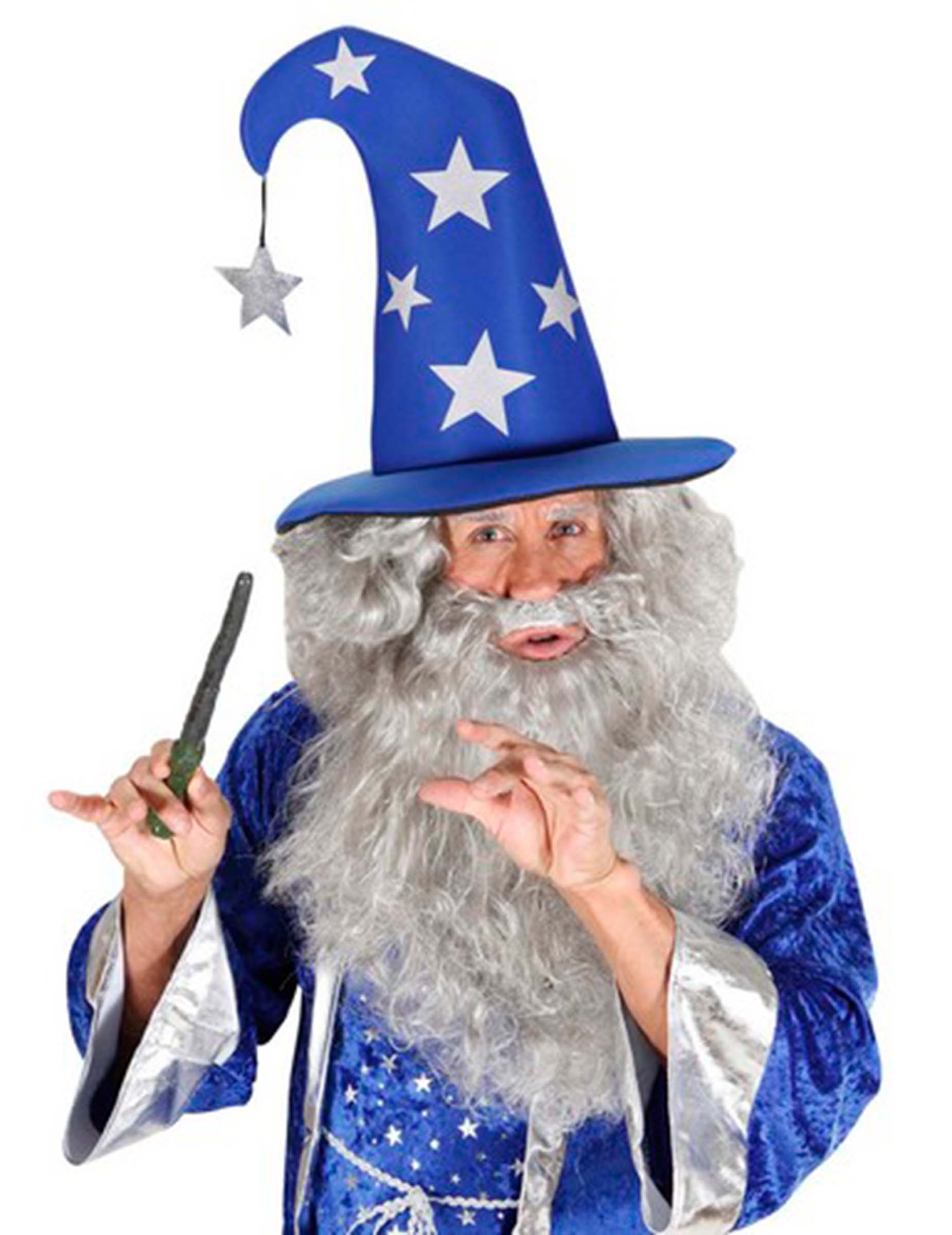 Magier-Hut mit Sternen Zauberer blau-silber Magier-Hut mit Sternen Zauberer blau-silber von WIDMANN