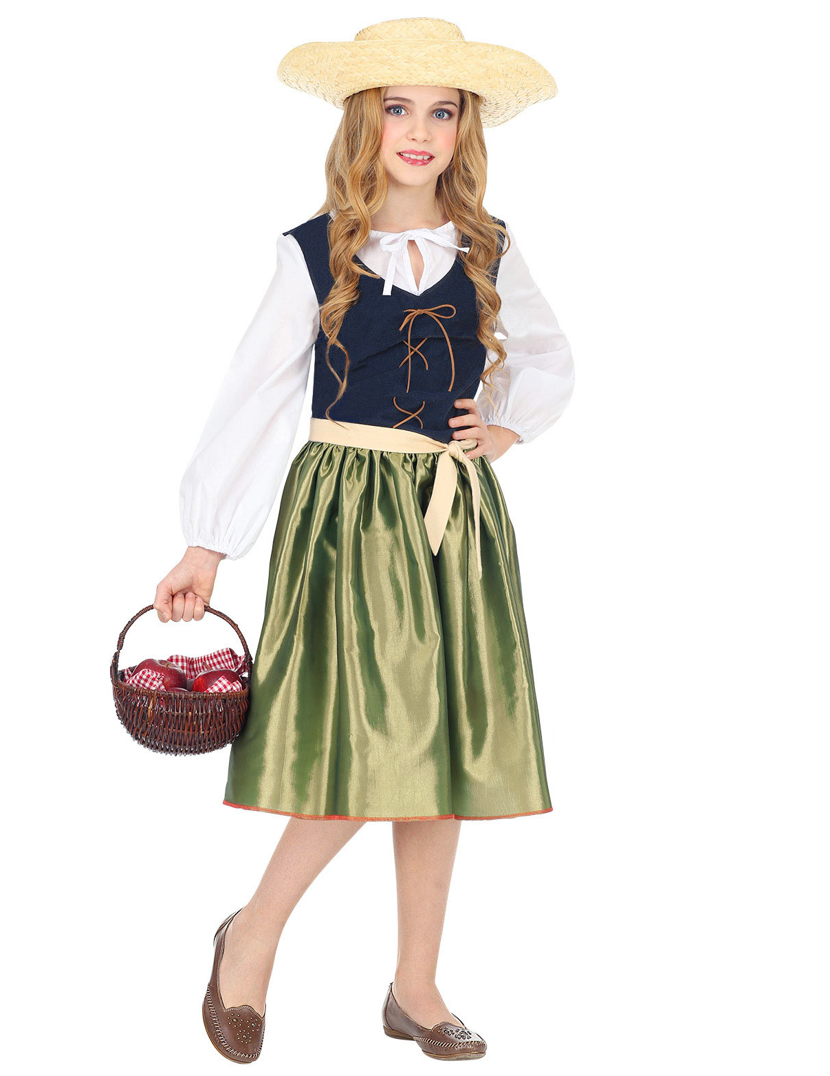 Mittelalter-Kostüm für Mädchen Marktfrau Faschingskostüm grün-schwarz-weiss Mittelalter-Kostüm für Mädchen Marktfrau Faschingskostüm grün-schwarz-weiss von WIDMANN