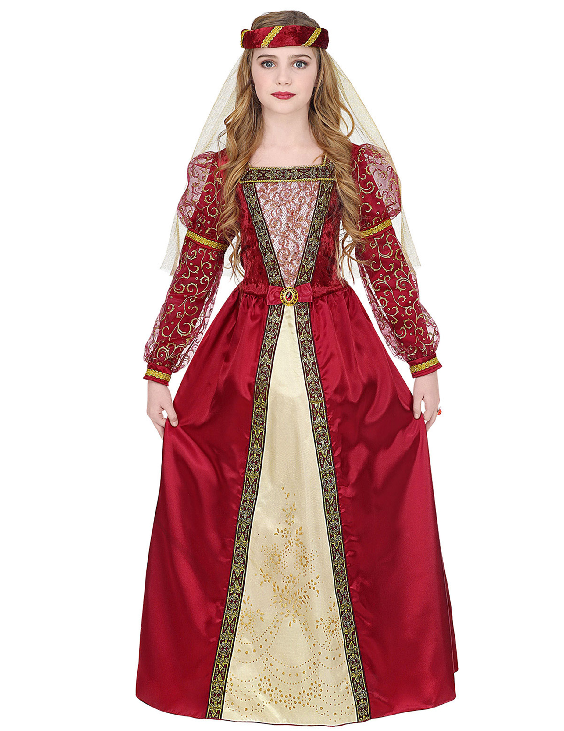 Mittelalterliche Prinzessin Mädchen-Kostüm rot-goldfarben Mittelalterliche Prinzessin Mädchen-Kostüm rot-goldfarben von WIDMANN