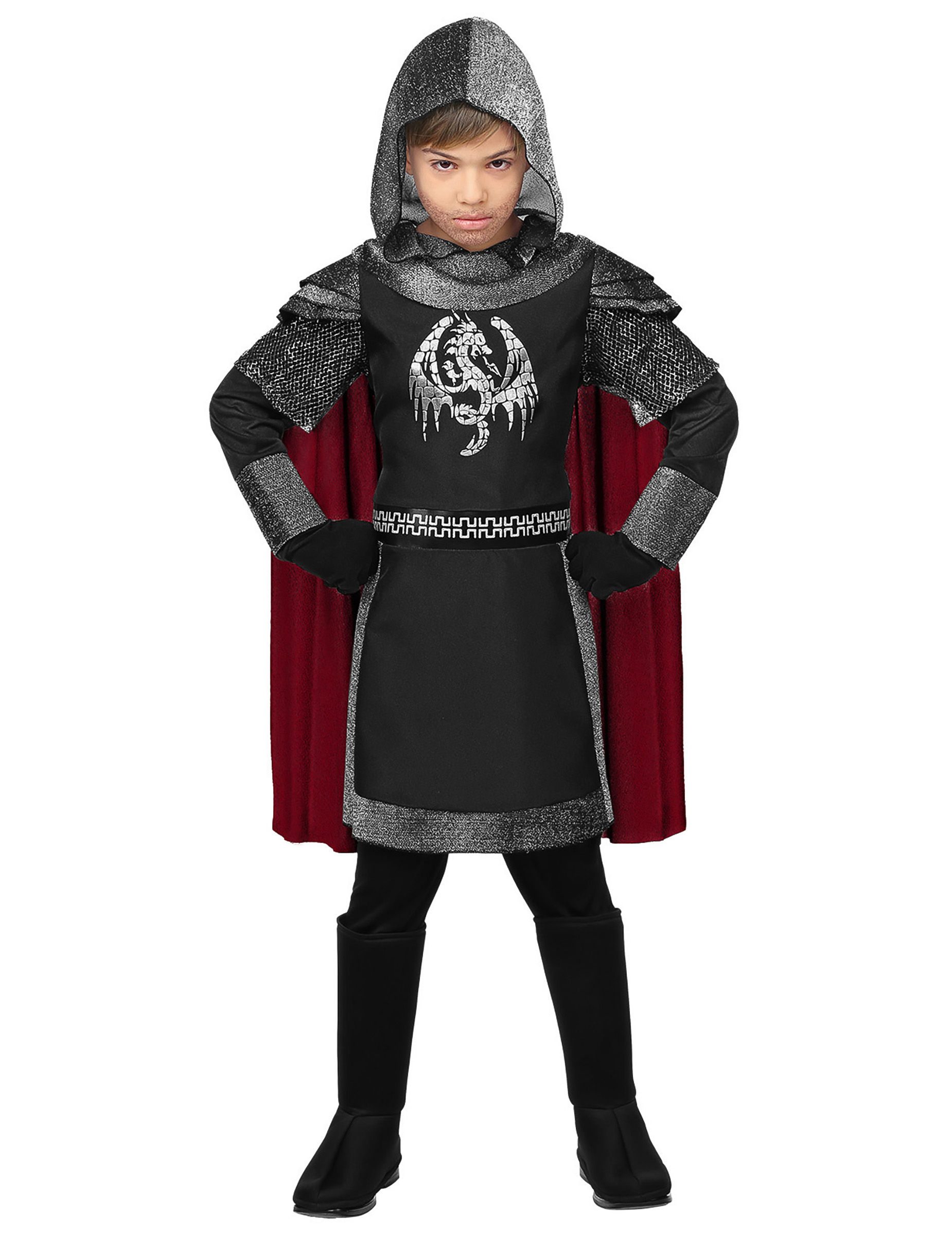 Mutiger Drachen-Ritter Kinder-Kostüm für Jungen grau-schwarz-rot Mutiger Drachen-Ritter Kinder-Kostüm für Jungen grau-schwarz-rot von WIDMANN
