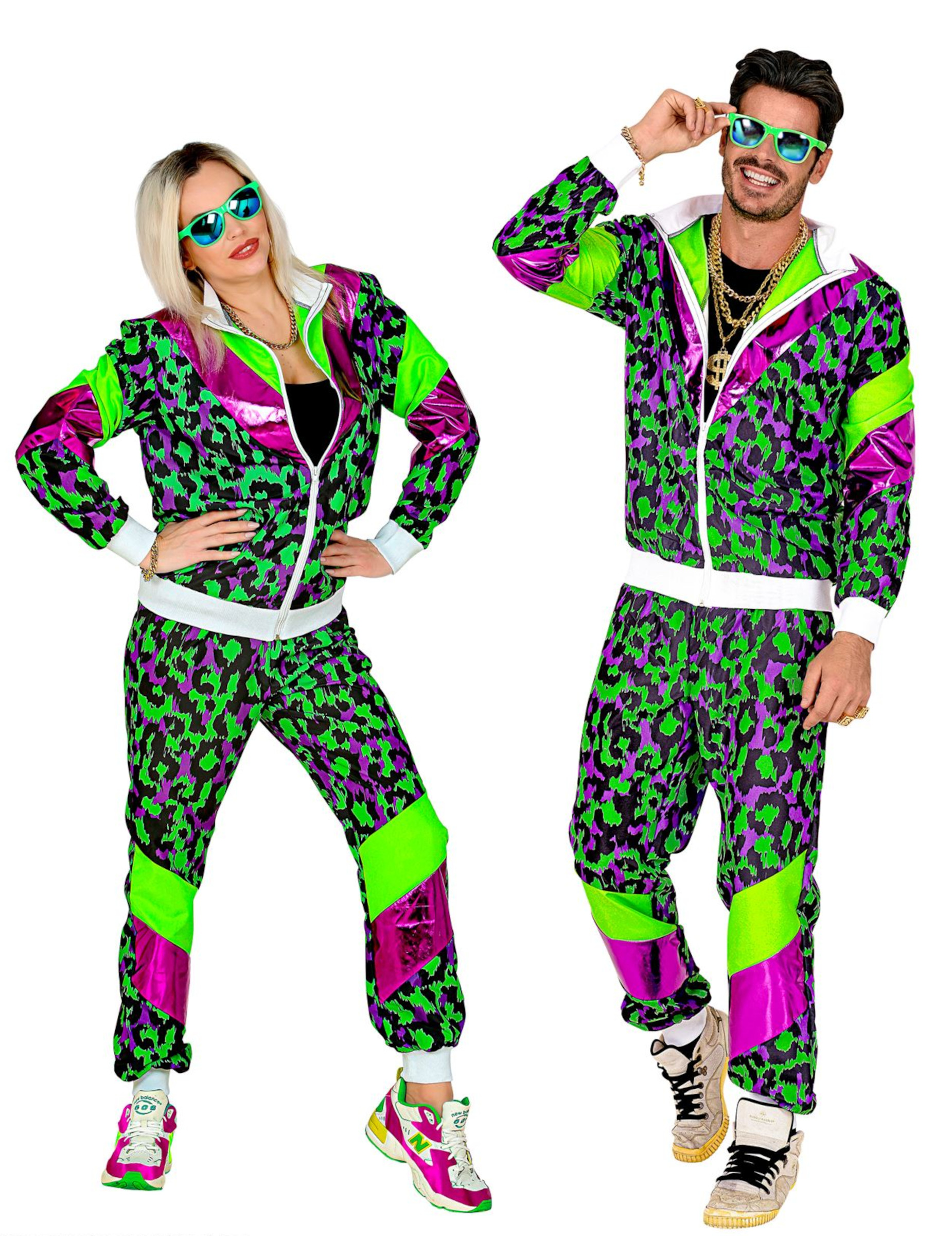 Neon-Trainingsanzüge mit Leopardenprint bunt Neon-Trainingsanzüge mit Leopardenprint bunt von WIDMANN