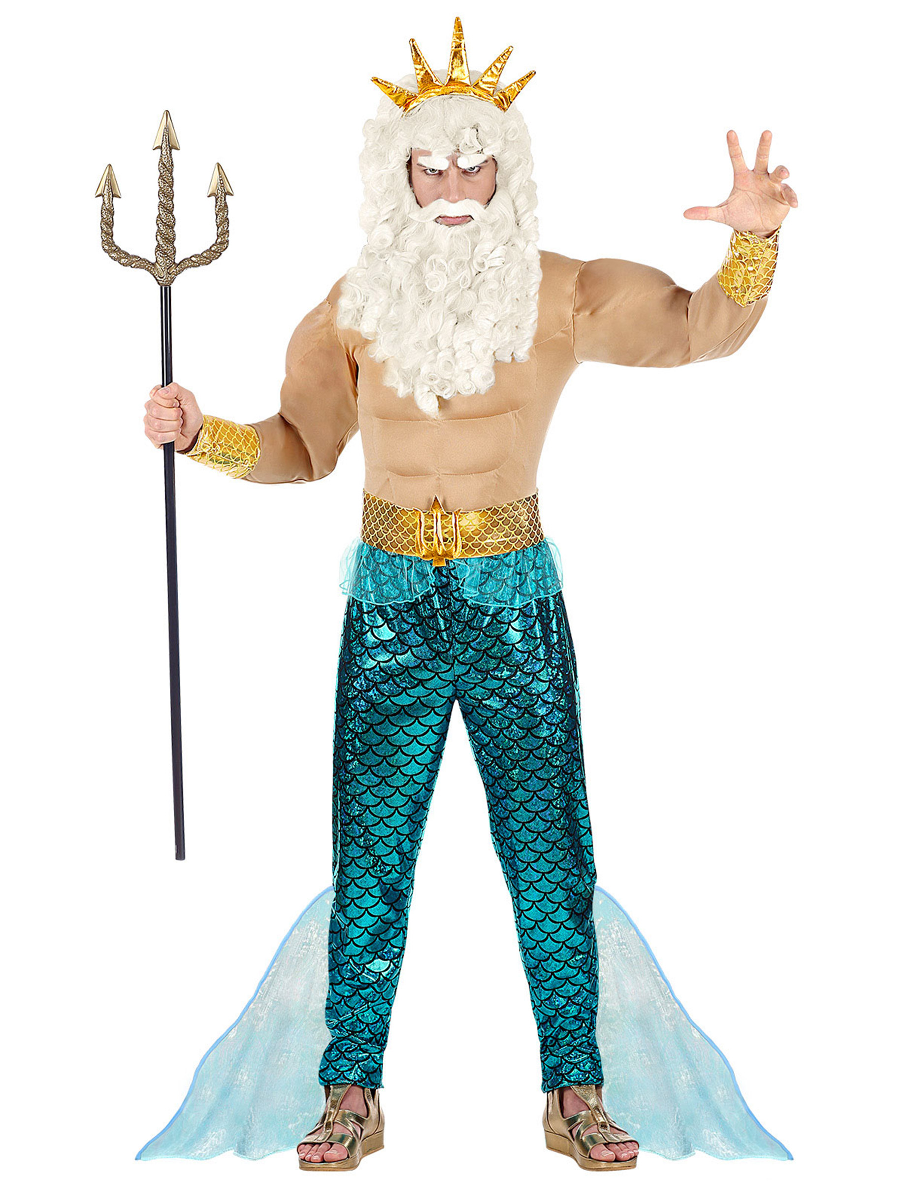 Neptun-Kostüm für Herren Poseidon-Kostüm für Karneval blau-gold Neptun-Kostüm für Herren Poseidon-Kostüm für Karneval blau-gold von WIDMANN