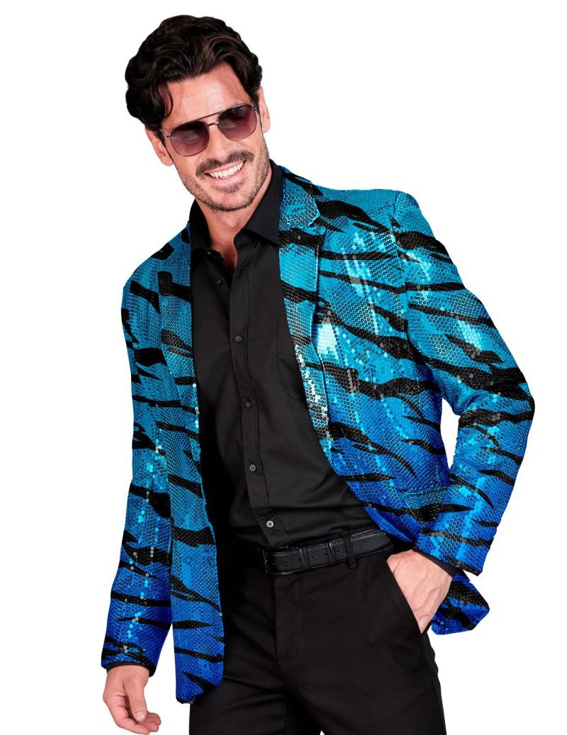 Pailletten Anzugjacke für Herren blau-getigert von WIDMANN