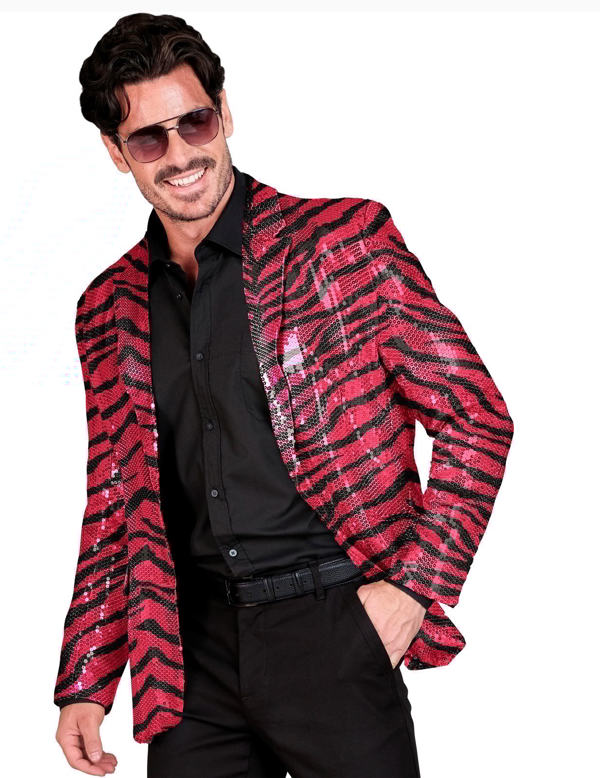 Pailletten Anzugjacke pinkt getigert Herren von WIDMANN