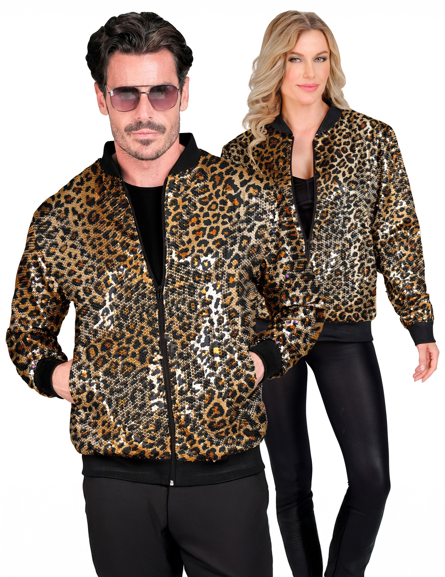 Pailletten Bomberjacke Leopardenmuster Erwachsene Pailletten Bomberjacke Leopardenmuster Erwachsene von WIDMANN