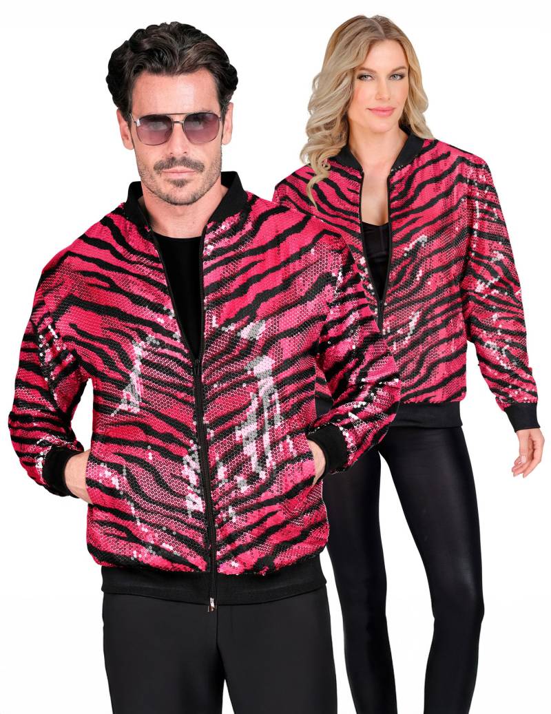 Pailletten Bomberjacke Leopardenmuster pink Erwachsene von WIDMANN