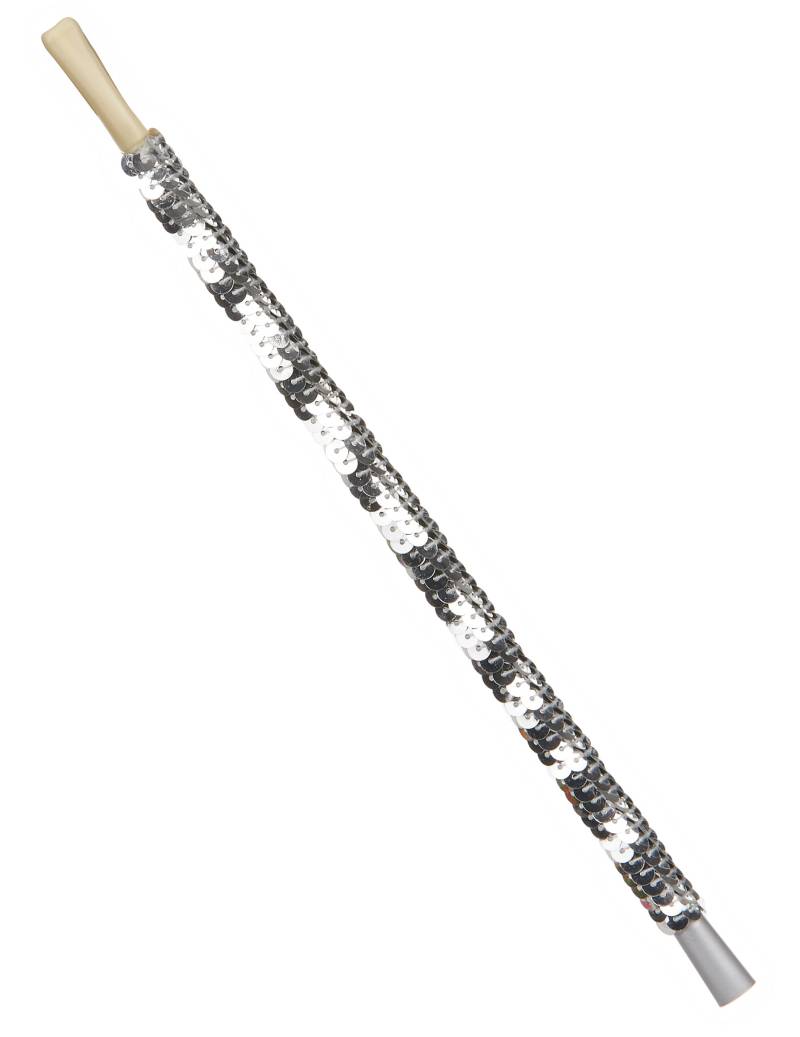 Pailletten-Zigarettenhalter 20er-Accessoire silber-beige 30cm von KARNEVAL-MEGASTORE