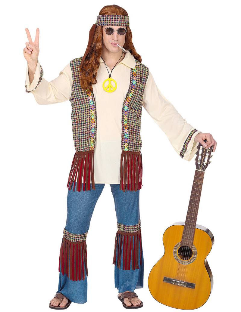 Peace-Kostüm für Herren Hippie Karnevalskostüm bunt von WIDMANN