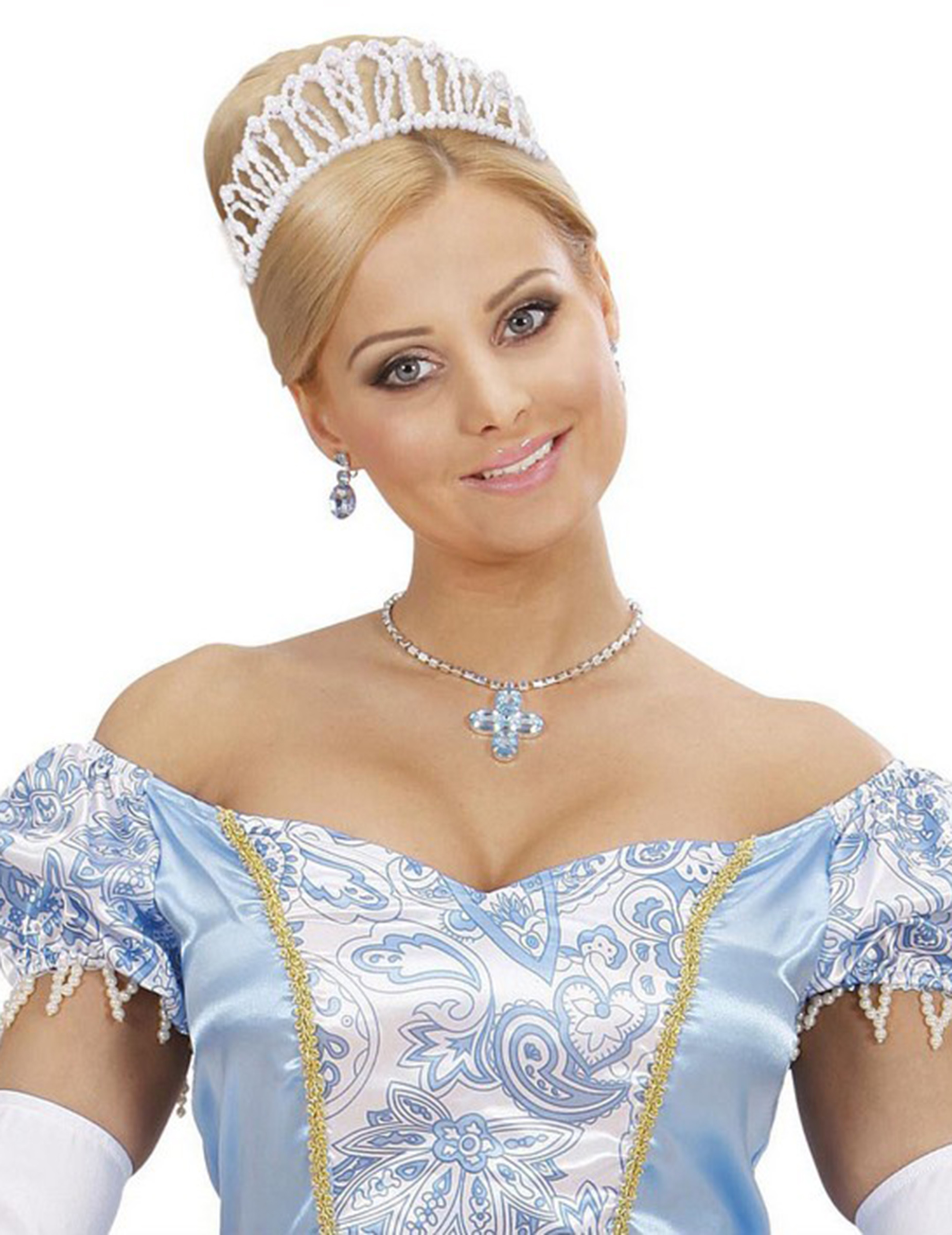 Perlen-Diadem Prinzessinnen-Krone weiss von WIDMANN