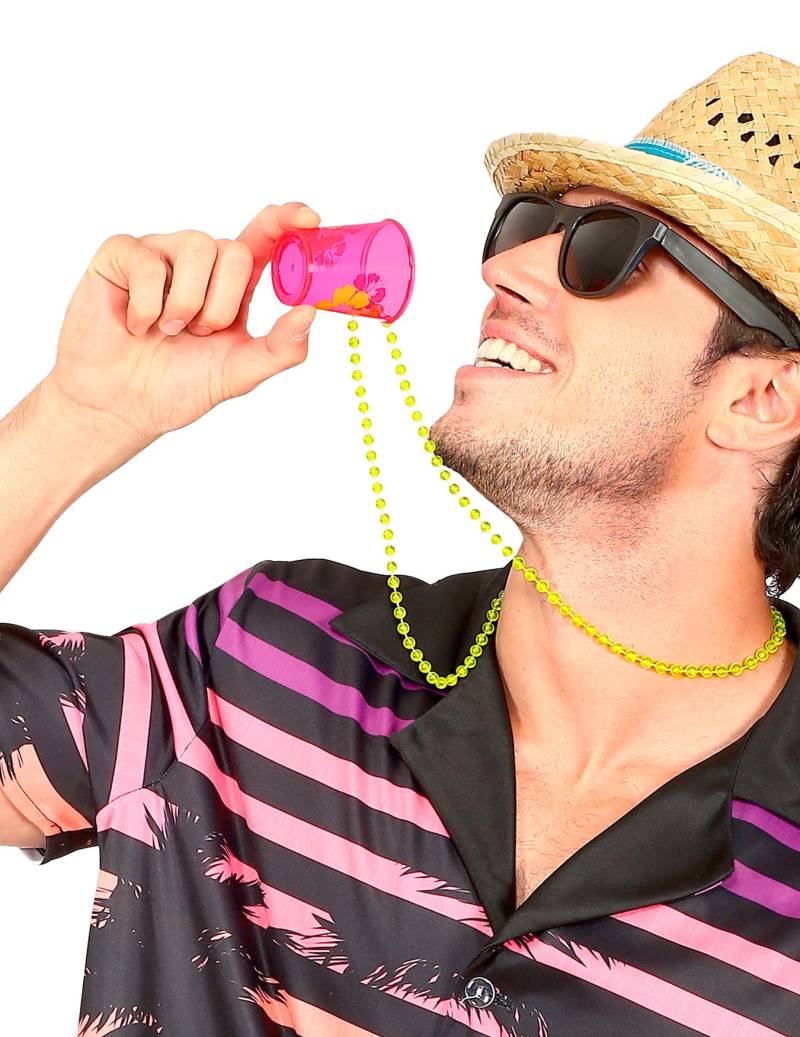 Perlenkette mit Schnapsglas Pink für Erwachsene Perlenkette mit Schnapsglas Pink für Erwachsene von WIDMANN