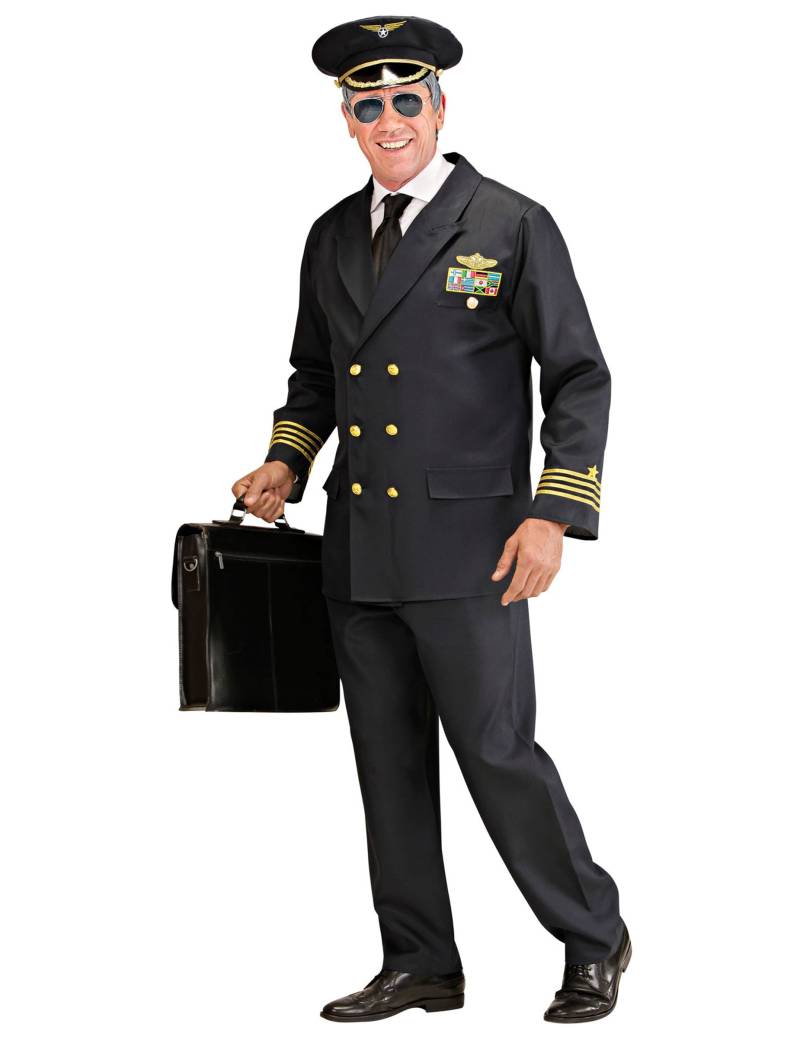 Pilot Kostüm dunkelblau-gold von WIDMANN