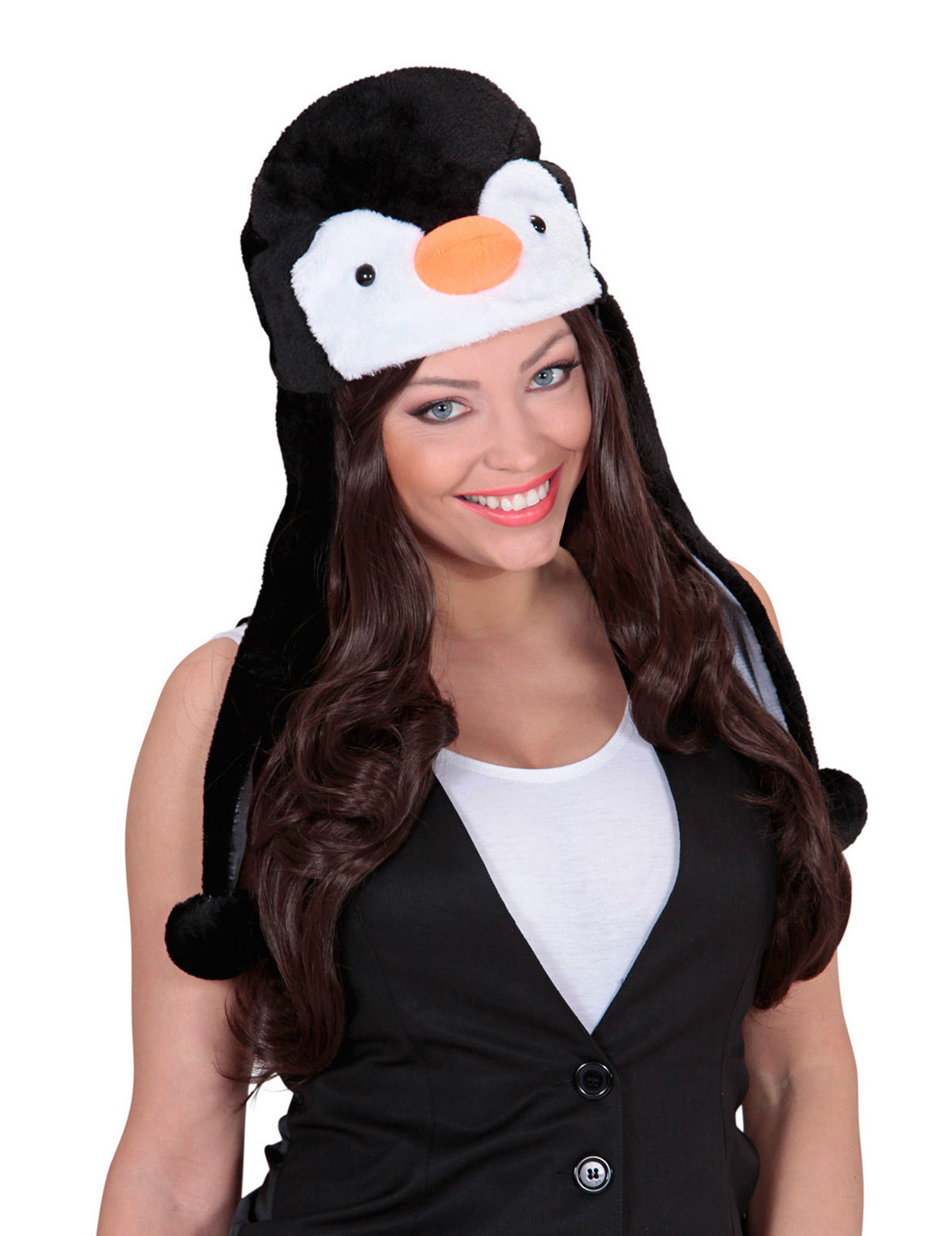 Pinguin Mütze Plüsch schwarz-weiss Pinguin Mütze Plüsch schwarz-weiss von WIDMANN