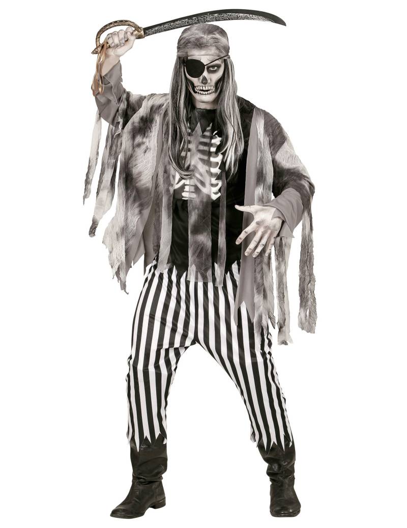 Plündernder Geisterpirat Herrenkostüm für Halloween schwarz-grau-weiß von WIDMANN