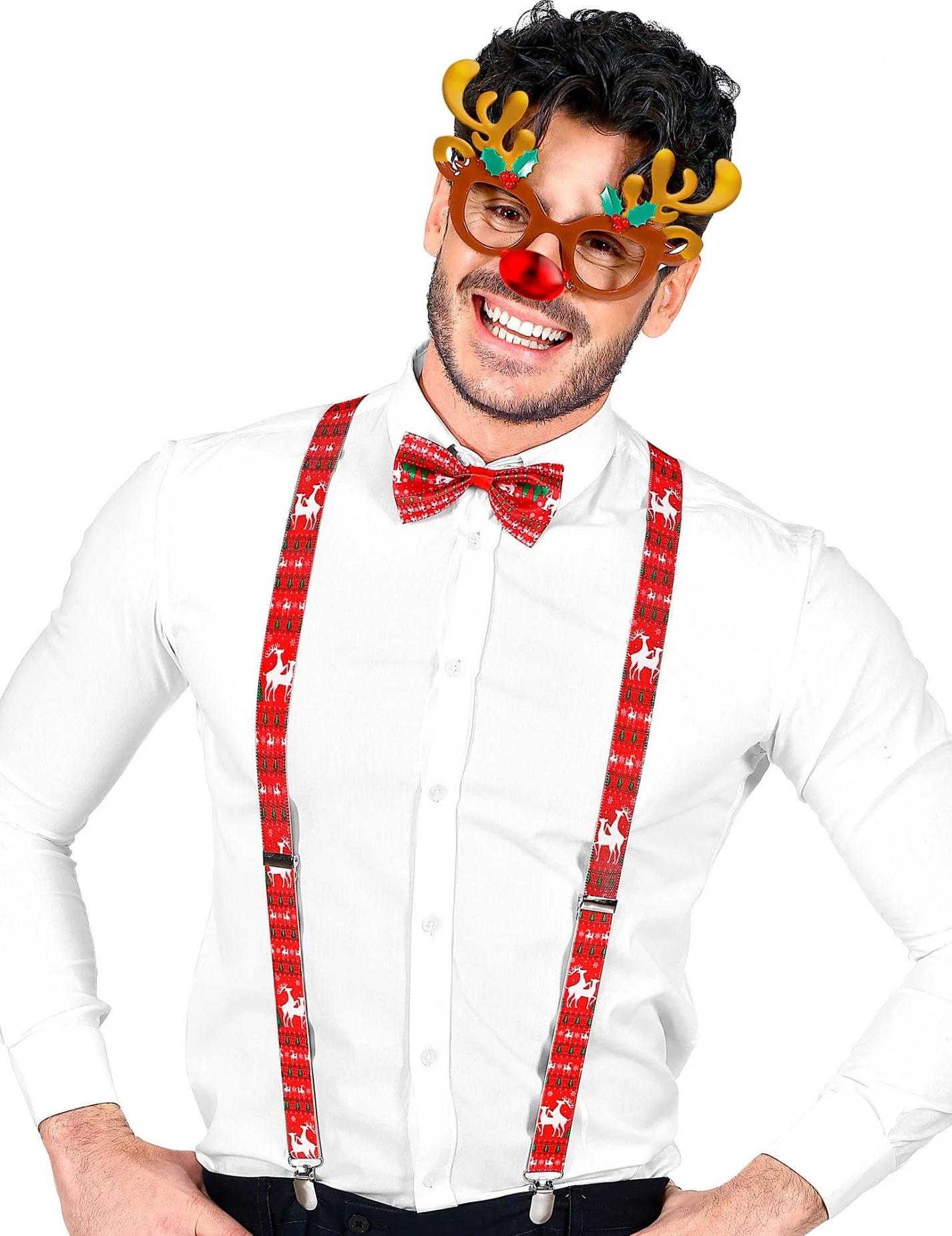 Rentier-Zubehörset für Weihnachten 3-teilig bunt von WIDMANN