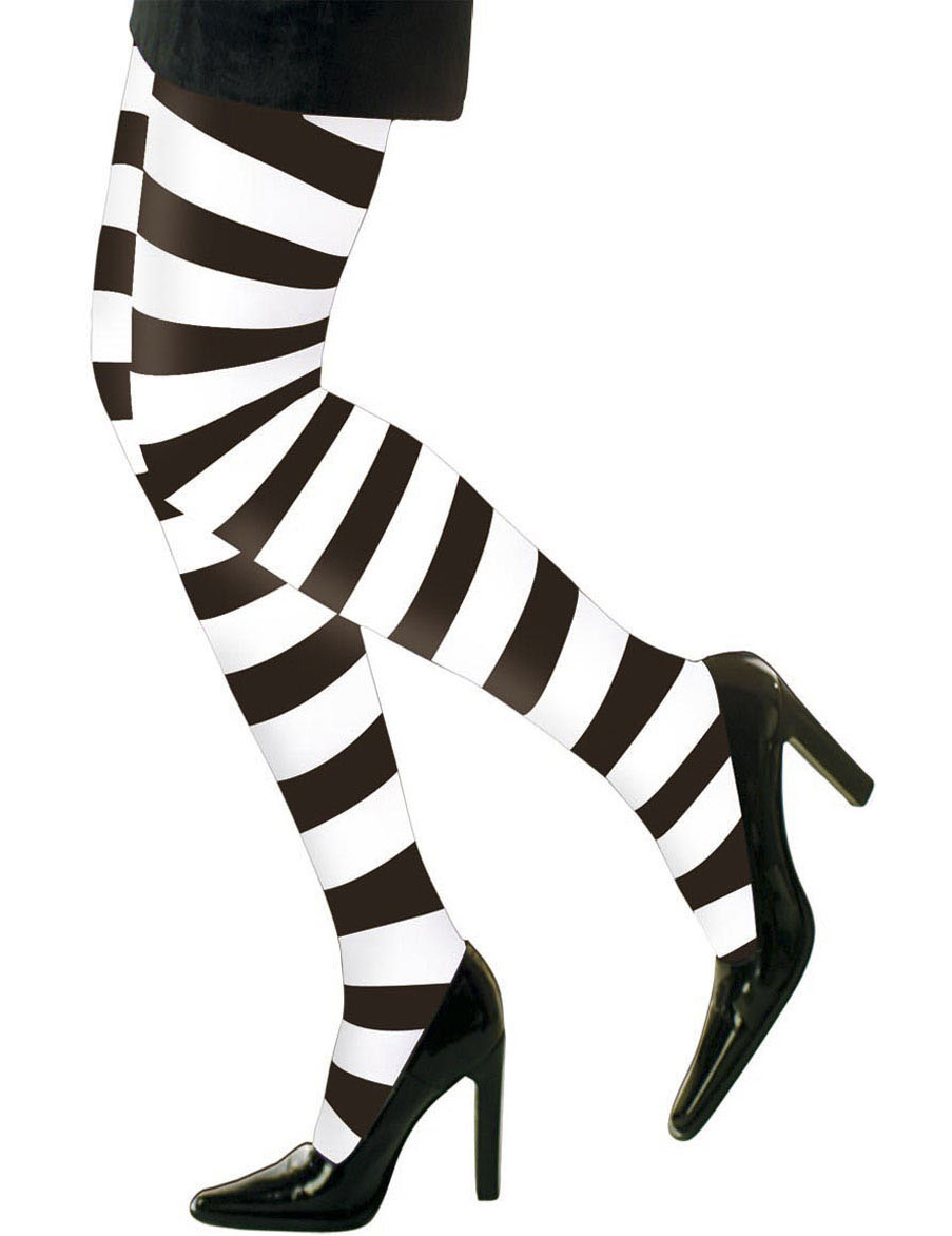 Ringel-Strumpfhose Accessoire schwarz-weiss Ringel-Strumpfhose Accessoire schwarz-weiss von WIDMANN