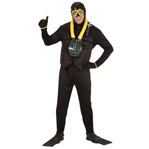 Widmann - Kostüm Taucher, Anzug mit Kapuze, Sauerstofftank, Flossen, Tauchmaske, Karneval, Mottoparty von WIDMANN MILANO PARTY FASHION