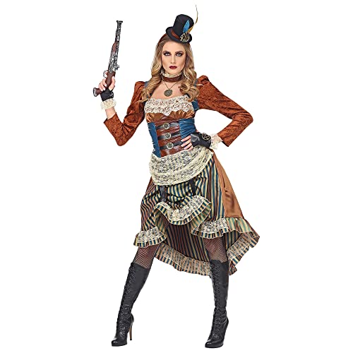 "STEAMPUNK" (dress with choker, fingerless gloves, mini top hat) - (XL) von WIDMANN