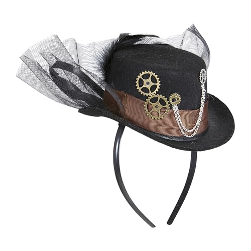 W WIDMANN MILANO Party Fashion 09645 - Zylinder Steampunk, Mini Hut auf Haarreifen, viktorianische Steal, Kopfschmuck, Accessoire, Kostümzubehör, Mottoparty, Karneval von W WIDMANN MILANO Party Fashion
