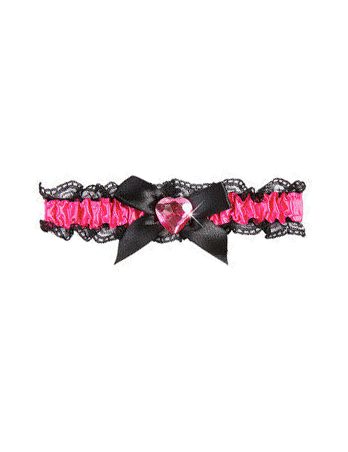 Satin Strumpfband mit Schleife Junggesellinnen-Abschied pink-schwarz von WIDMANN
