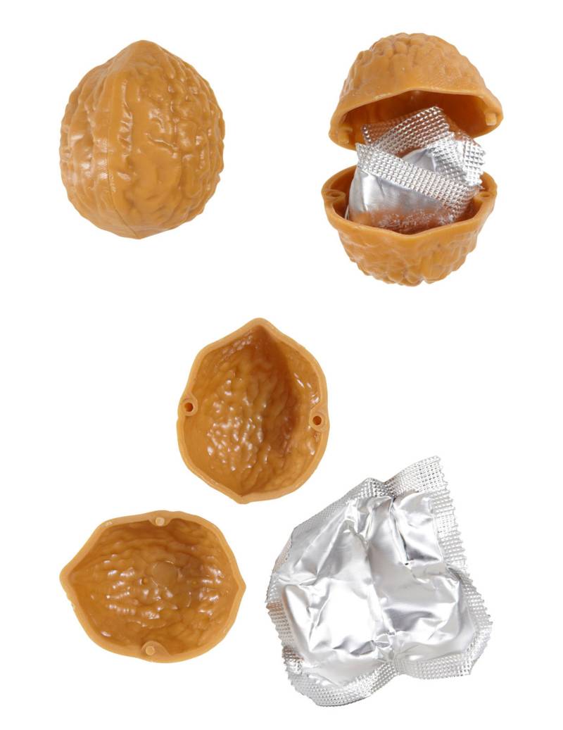 Scherzartikel Walnuss mit Kondom für Erwachsene braun von WIDMANN