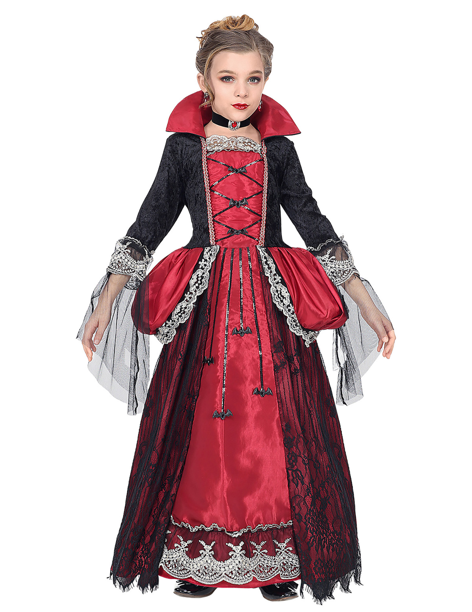Schickes Vampirgräfin-Kostüm für Mädchen Halloweenkostüm schwarz-rot-silber Schickes Vampirgräfin-Kostüm für Mädchen Halloweenkostüm schwarz-rot-silber von WIDMANN