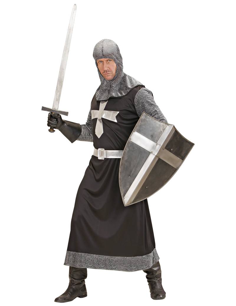 Schwarzer Ritter Kostüm schwarz-grau-silber von WIDMANN