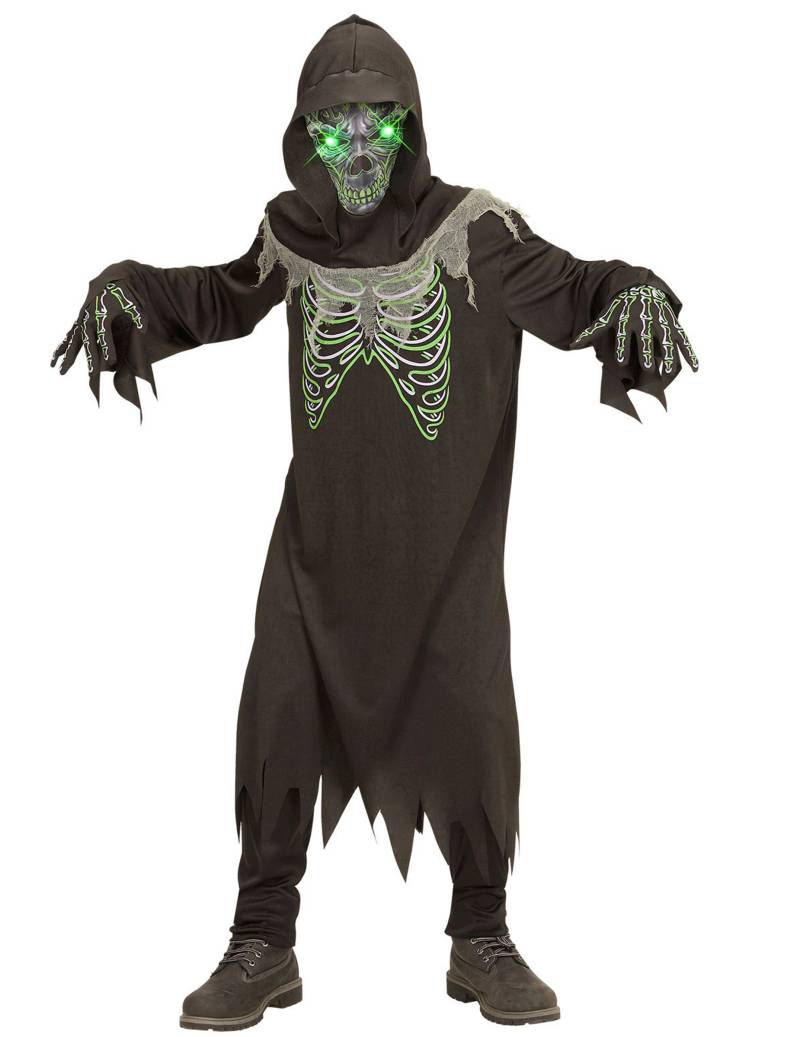 Sensenmann-Kinderkostüm mit Leucht-Maske schwarz-grün von WIDMANN