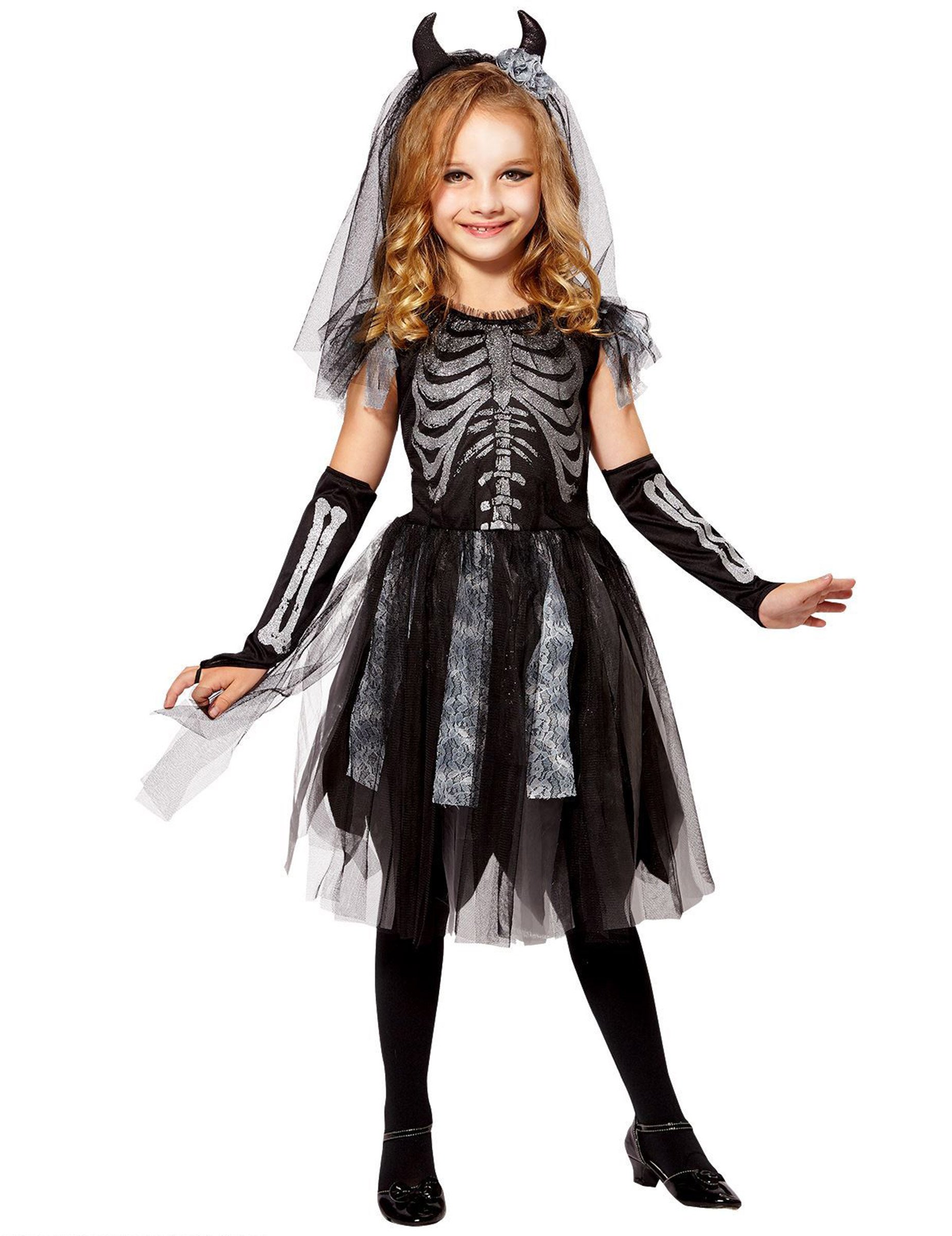 Skelett-Brautkostüm für Mädchen Halloweenkostüm schwarz Skelett-Brautkostüm für Mädchen Halloweenkostüm schwarz von WIDMANN