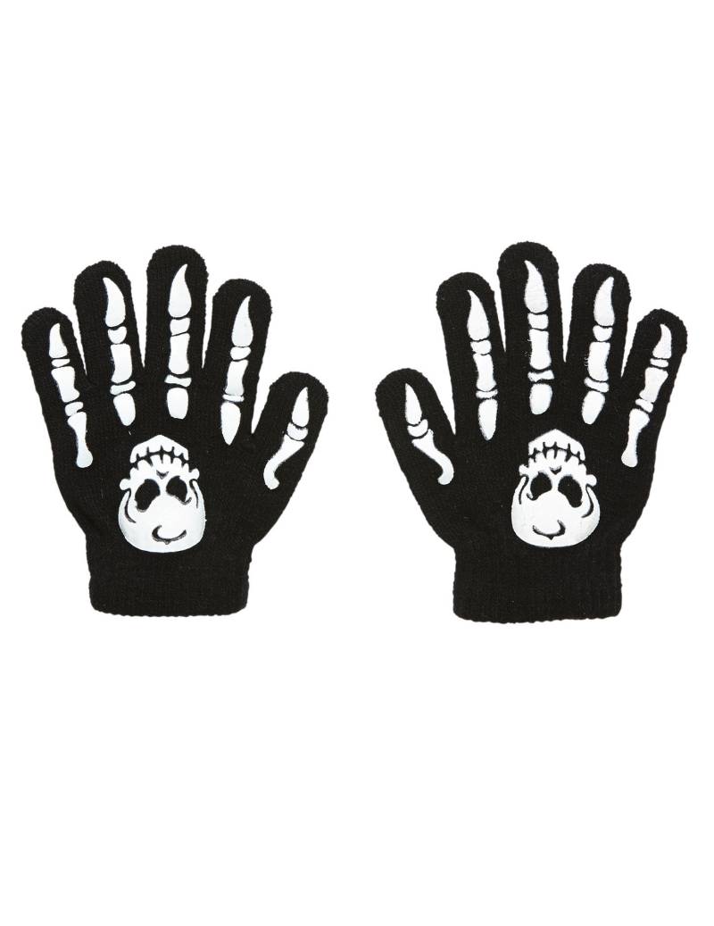 Skelett-Handschuhe für Kinder Halloween schwarz-weiss von WIDMANN