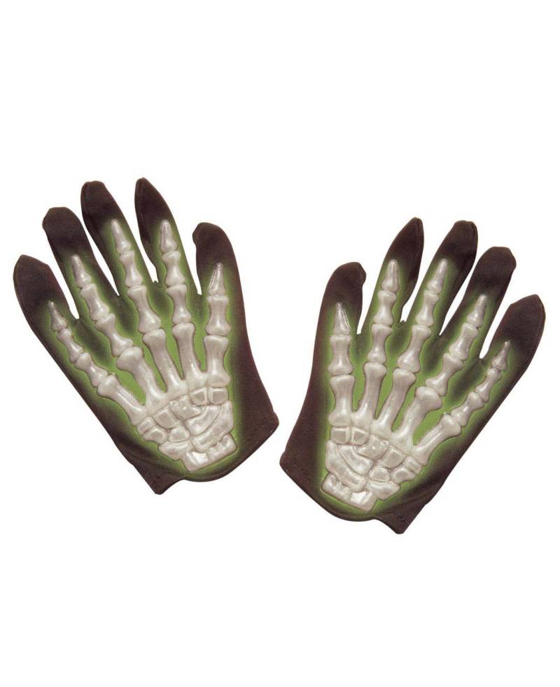 Skelett Kinderhandschuhe leuchtend schwarz-weiss von WIDMANN