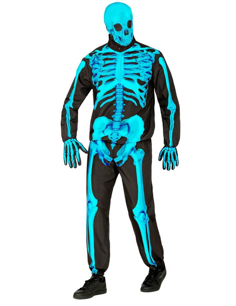 Skelett Kostüm für Erwachsene Neonblau Halloween von WIDMANN