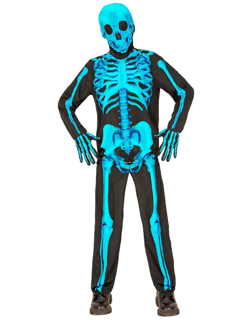 Skelett Kostüm für Kinder Neonblau Halloween von WIDMANN