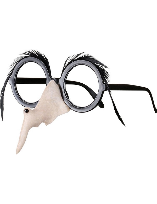 Spaßbrille Hexe mit Hexennase und Federn schwarz Spaßbrille Hexe mit Hexennase und Federn schwarz von WIDMANN