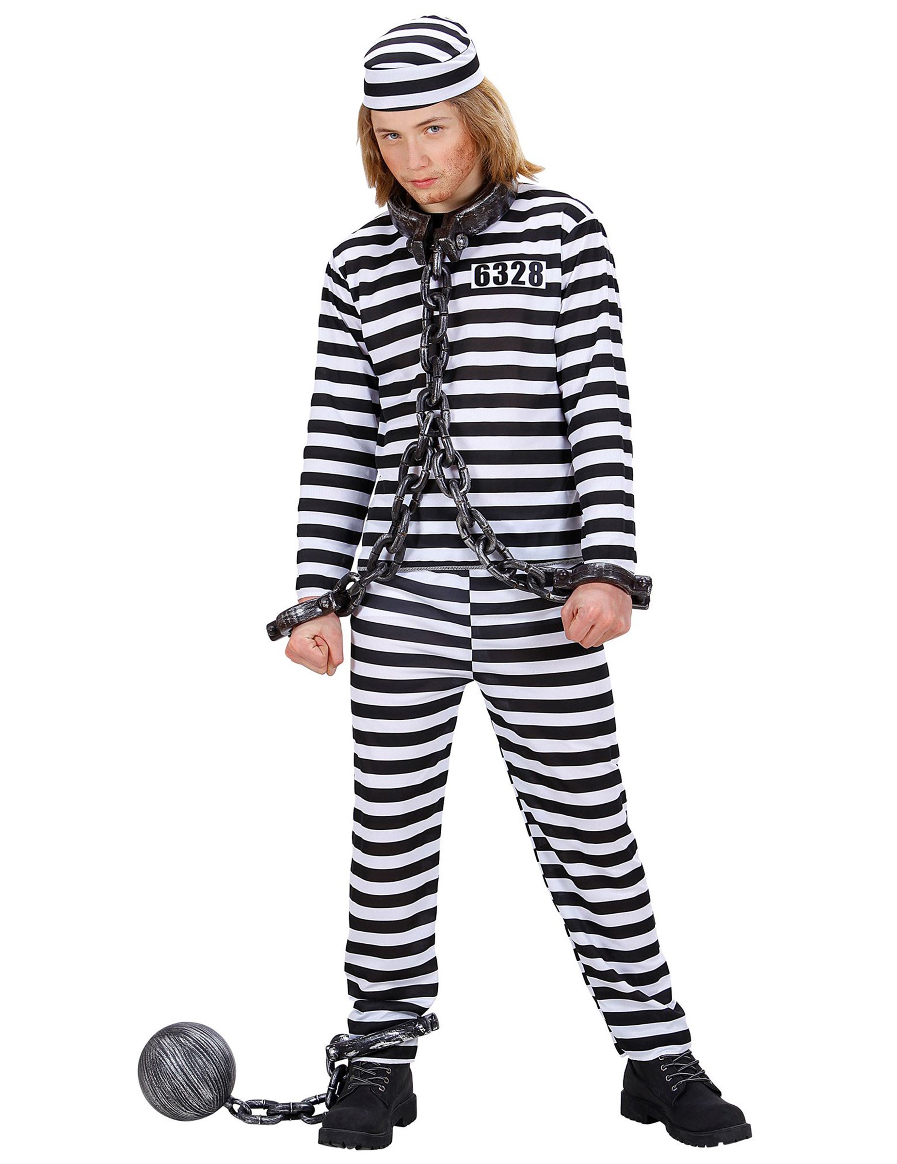 Sträfling Kinderkostüm Verbrecher schwarz-weiss von WIDMANN