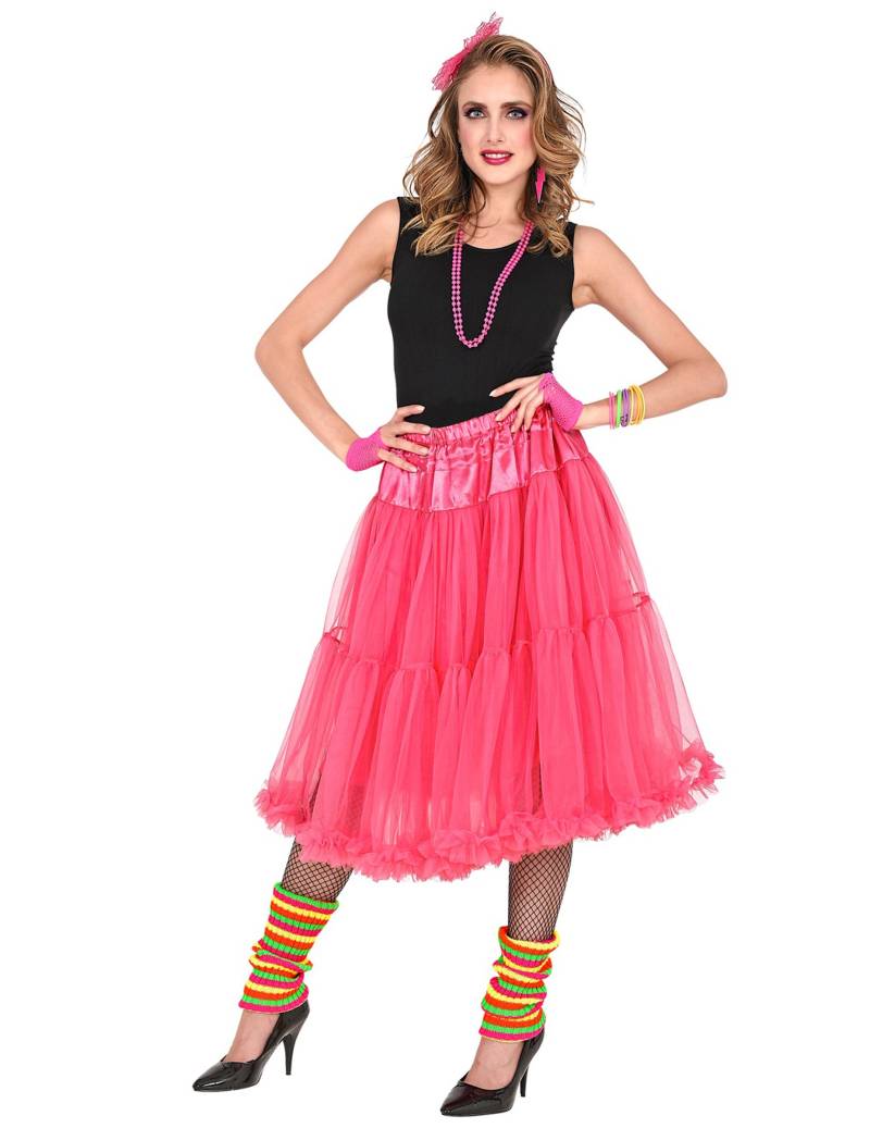 Tüllrock Rosa Lang Jupon aus Tüll 65 cm für Erwachsene von WIDMANN