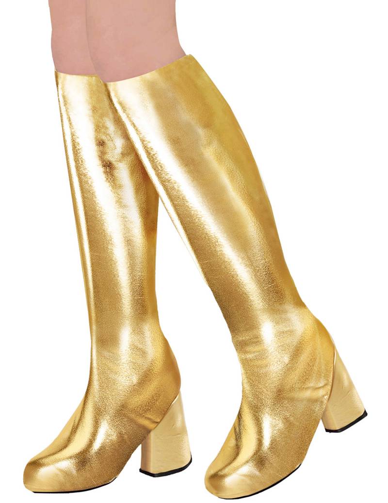 Überzieh-Stiefel Schuhüberzüge Disco-Stiefel gold von WIDMANN