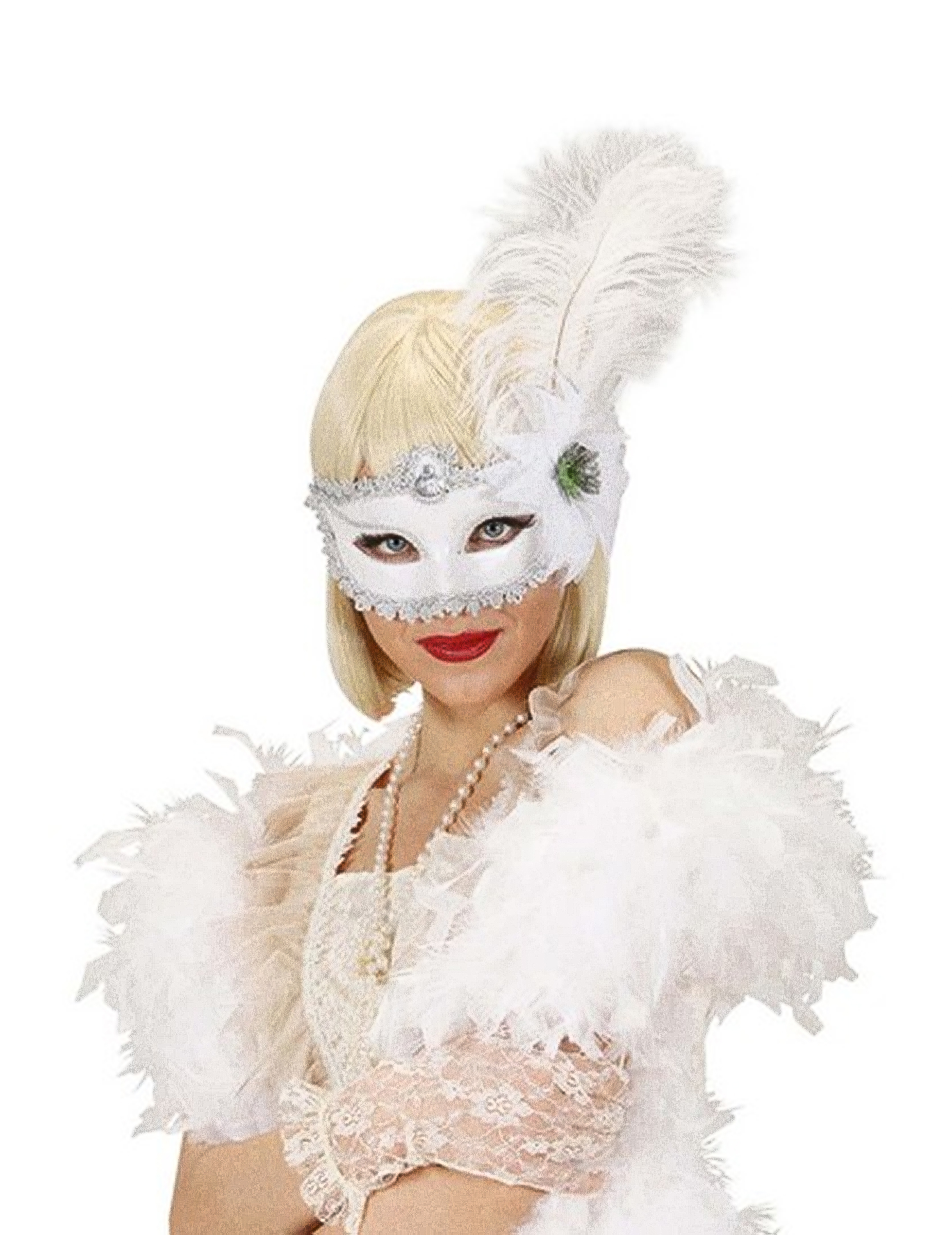 Verführerische Augenmaske mit Verzierung weiss Verführerische Augenmaske mit Verzierung weiss von WIDMANN