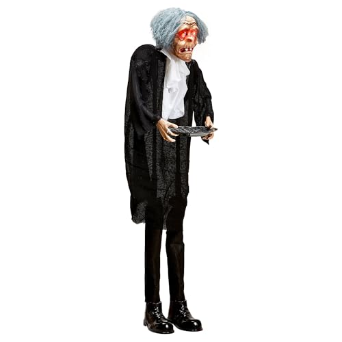Widmann 10057 - Butler mit Tablett und leuchtenden Augen, Horror Figur, Horror Deko, Kellner, Halloween Deko gruselig von WIDMANN MILANO PARTY FASHION