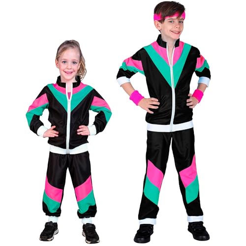 Widmann - Kinderkostüm Trainingsanzug, schwarz, 80er Jahre Outfit, Jogginganzug, Bad Taste Outfit, Faschingskostüme von WIDMANN MILANO PARTY FASHION