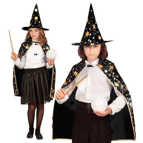 W WIDMANN MILANO Party Fashion 15936 Kinderkostüm Zauberer, Unisex-Kinder, Schwarz & Gold, Einheitsgröße W WIDMANN MILANO Party Fashion 15936 Kinderkostüm Zauberer, Unisex-Kinder, Schwarz & Gold, Einheitsgröße von Widmann