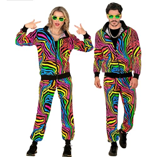 Widmann - Kostüm Trainingsanzug, Animal Print, Neon Regenbogenfarben, 80er Jahre Outfit, Jogginganzug, Bad Taste Outfit, Faschingskostüme von WIDMANN MILANO PARTY FASHION