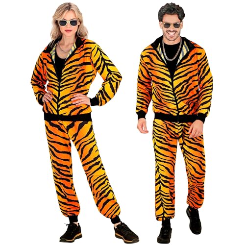 Widmann - Kostüm Trainingsanzug, Tiermuster Tiger, Animal Print, 80er Jahre Outfit, Jogginganzug, Bad Taste Outfit, Faschingskostüme von WIDMANN MILANO PARTY FASHION