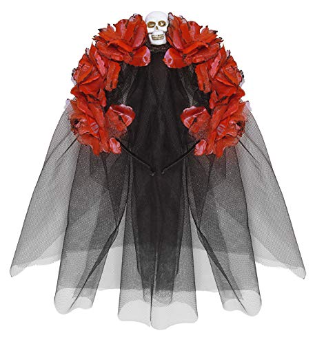 W WIDMANN MILANO Party Fashion - Haarreif mit Rosen und Schleier, Dia de los Muertos, Day of the Dead, Skelett Braut von W WIDMANN MILANO Party Fashion