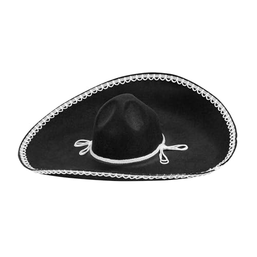 W WIDMANN MILANO Party Fashion, Mexikanischer schwarzer Sombrero, authentisches Design, langlebiger Filz, unisex, pflegeleicht, verstellbare Größe, perfekt für alle festlichen Anlässe von W WIDMANN MILANO Party Fashion