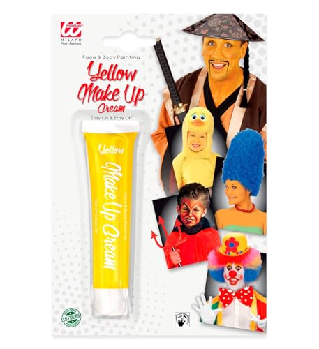 W WIDMANN MILANO Party Fashion, hypoallergenisches Make-up für Kinder, strahlende gelbe Farbe, einfache Anwendung, wasserlöslich, unisex, ideal für Partys und Veranstaltungen von WIDMANN